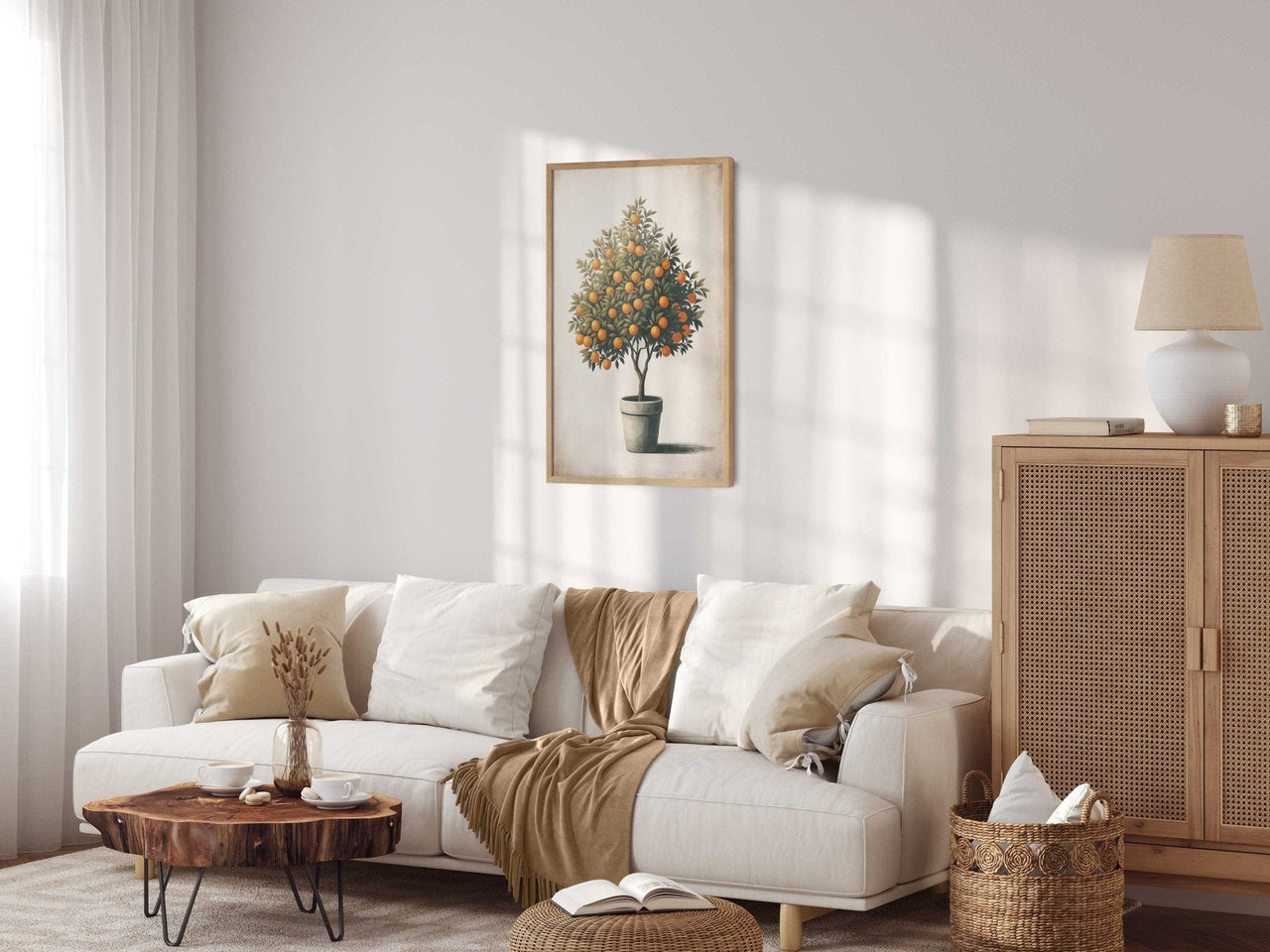Orange Tree Wall Art – Farmhouse Living Room Print