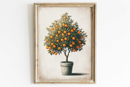 Orange Tree Wall Art, Rustic Mediterranean Decor, Farmhouse Print - WildfieldPrints