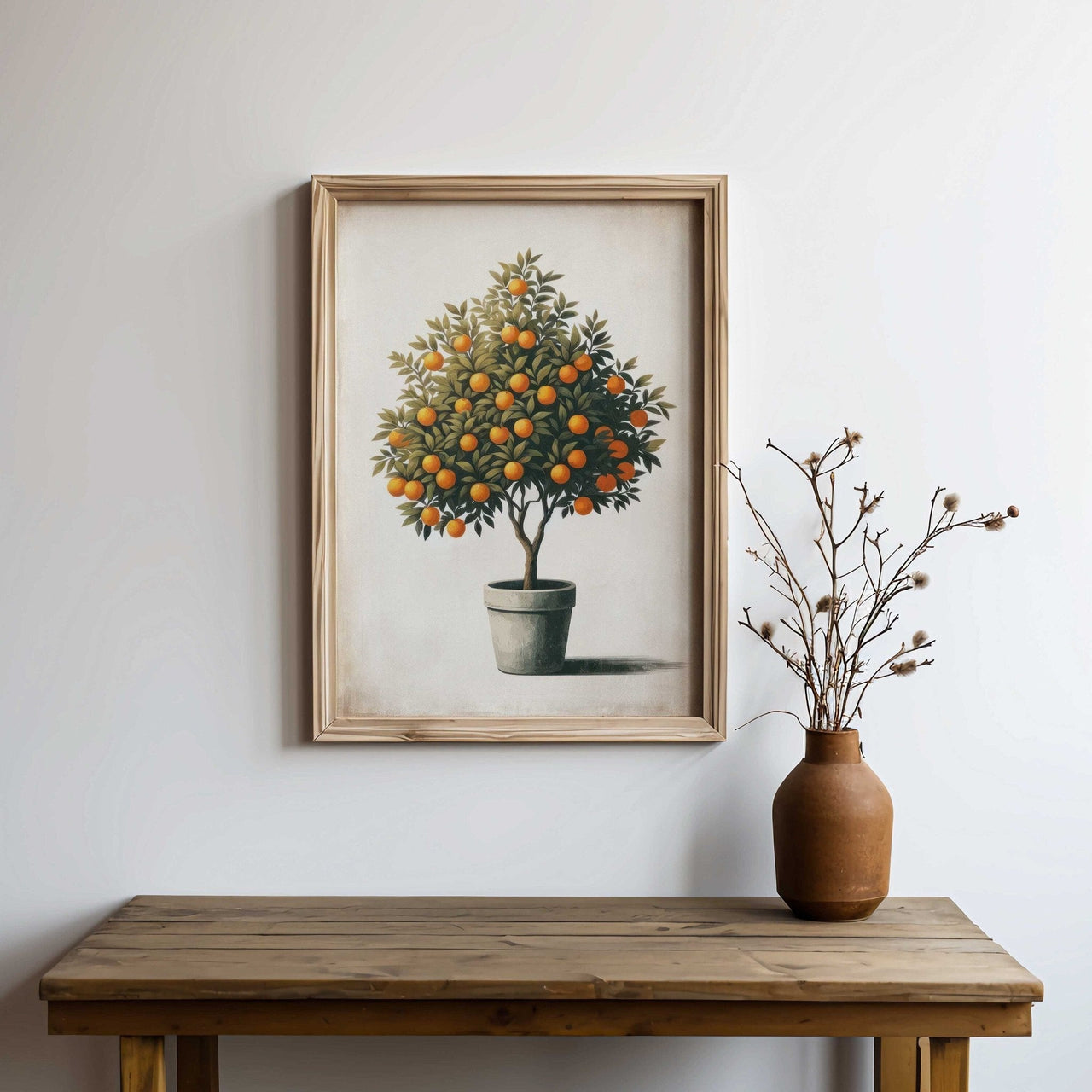 Orange Tree Wall Art – Farmhouse Living Room Print