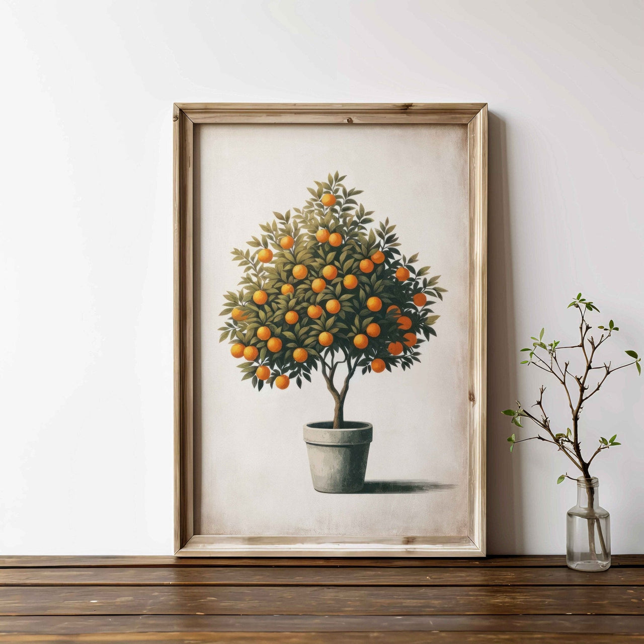 Orange Tree Wall Art – Farmhouse Living Room Print