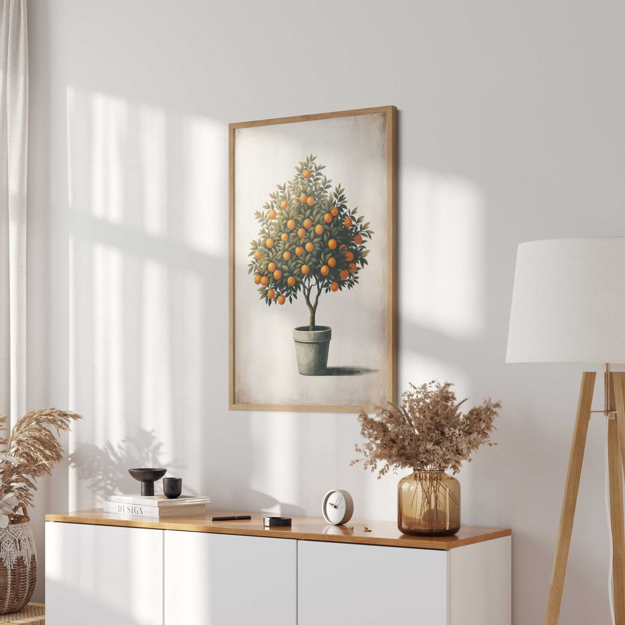 Orange Tree Wall Art – Farmhouse Living Room Print