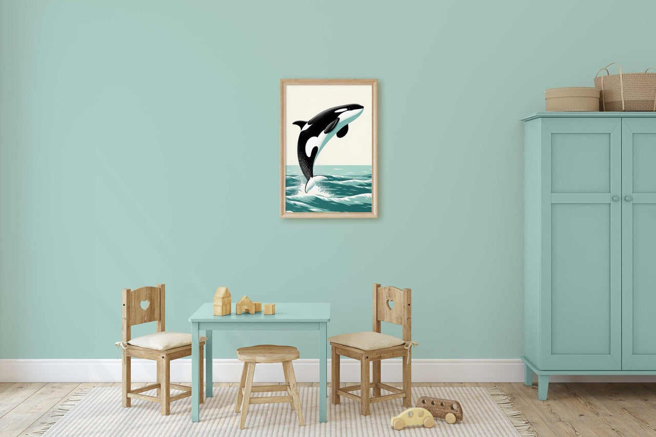 Orca Whale Wall Art – Ocean Animal Nursery Print