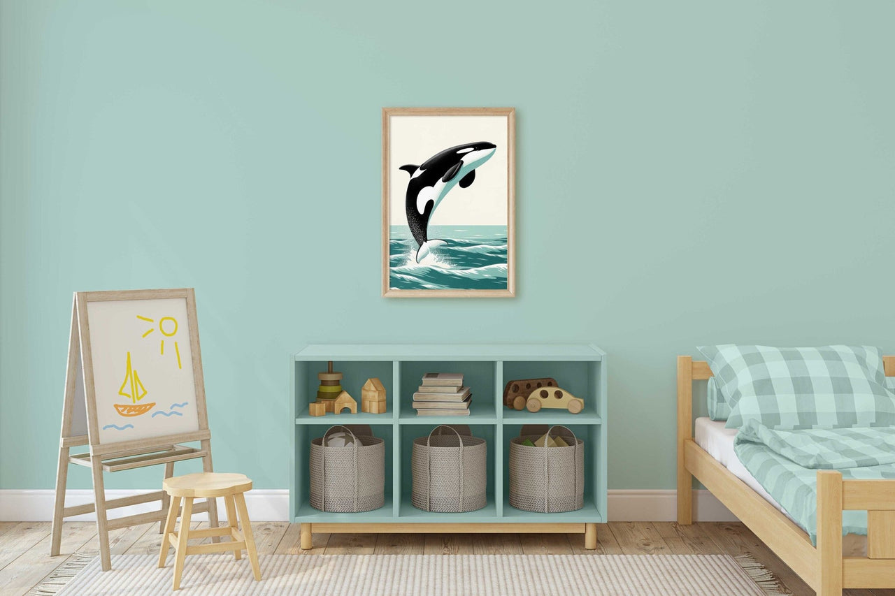Orca Whale Wall Art – Ocean Animal Nursery Print