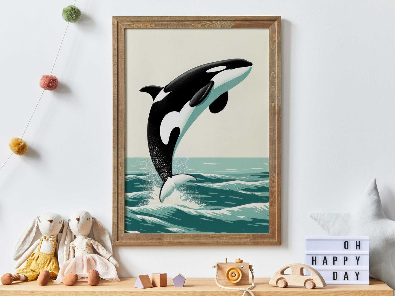 Orca Whale Wall Art – Ocean Animal Nursery Print