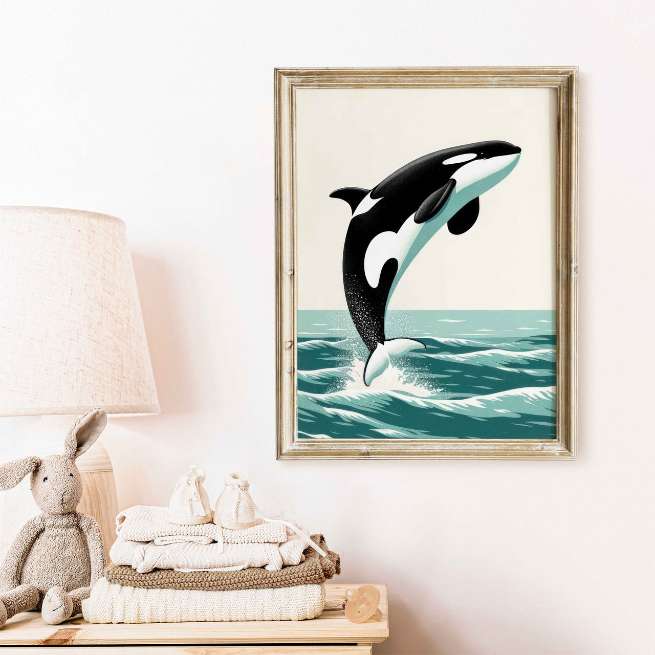 Orca Whale Wall Art – Ocean Animal Nursery Print