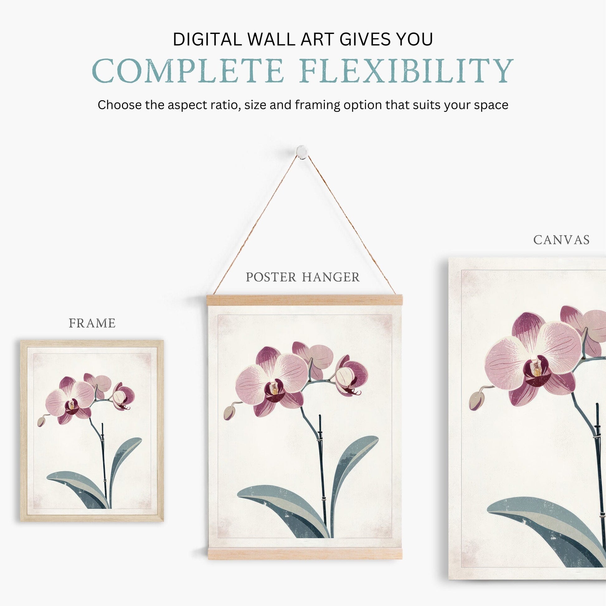 Orchid Flower Print, Vintage Farmhouse Wall Decor, Botanical Art - WildfieldPrints