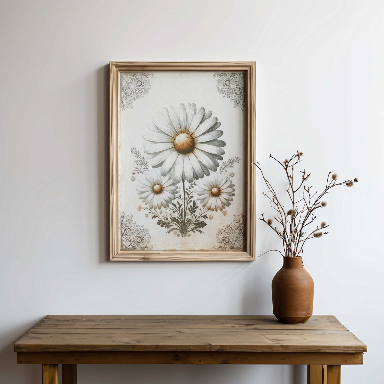 Daisy Flower Wall Art – Floral Living Room Print