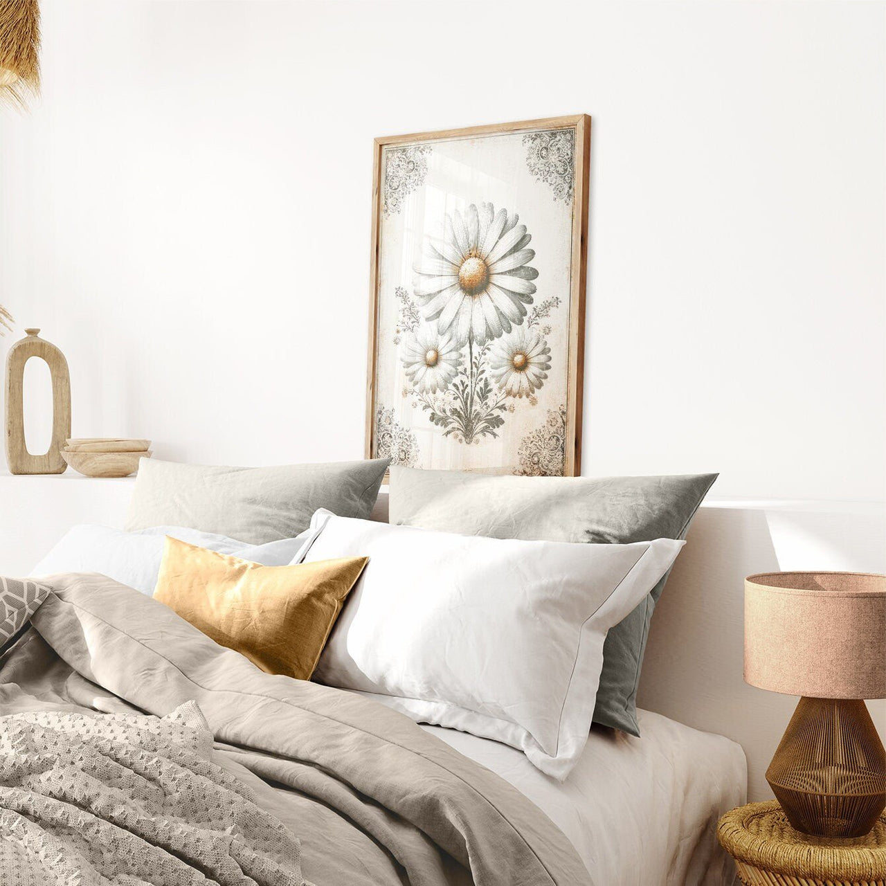 Daisy Flower Wall Art – Floral Living Room Print