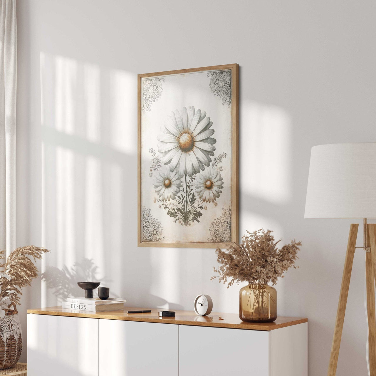 Daisy Flower Wall Art – Floral Living Room Print