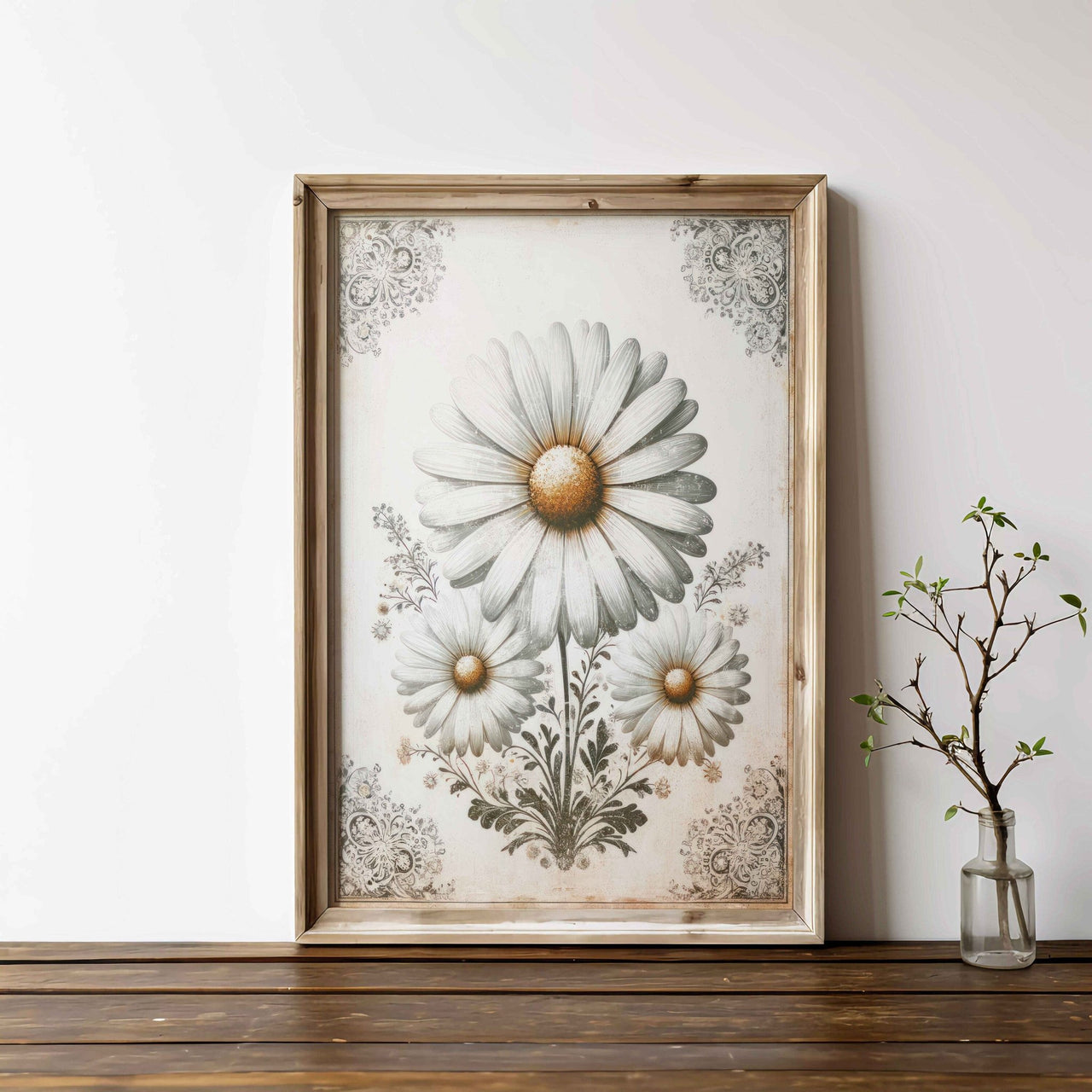 Daisy Flower Wall Art – Floral Living Room Print