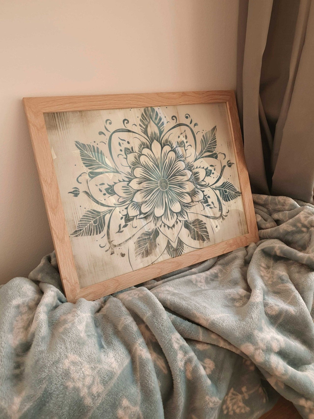 Ornamental Floral Wall Art – Botanical Bedroom Print