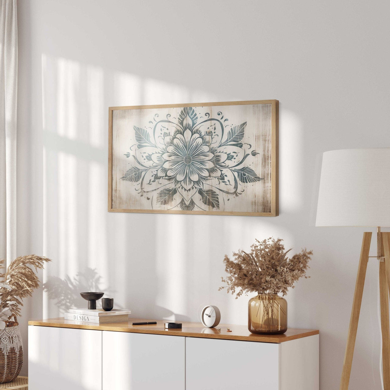 Ornamental Floral Wall Art – Botanical Bedroom Print