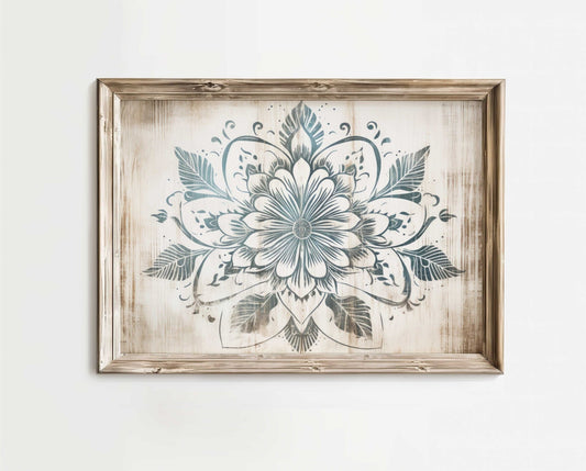 Ornamental Floral Wall Art – Botanical Bedroom Print