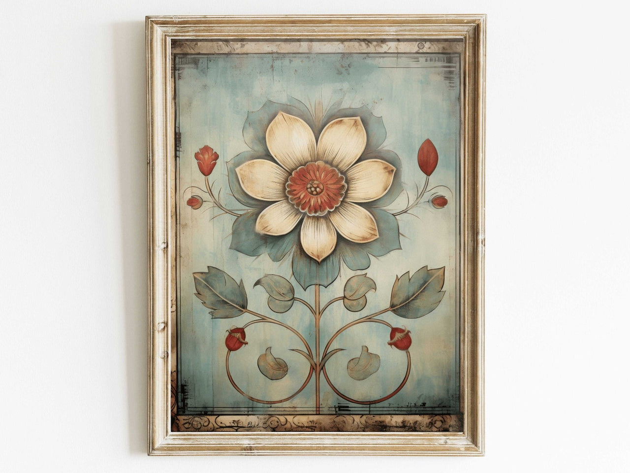 Ornamental Floral Wall Art – Botanical Bedroom Print