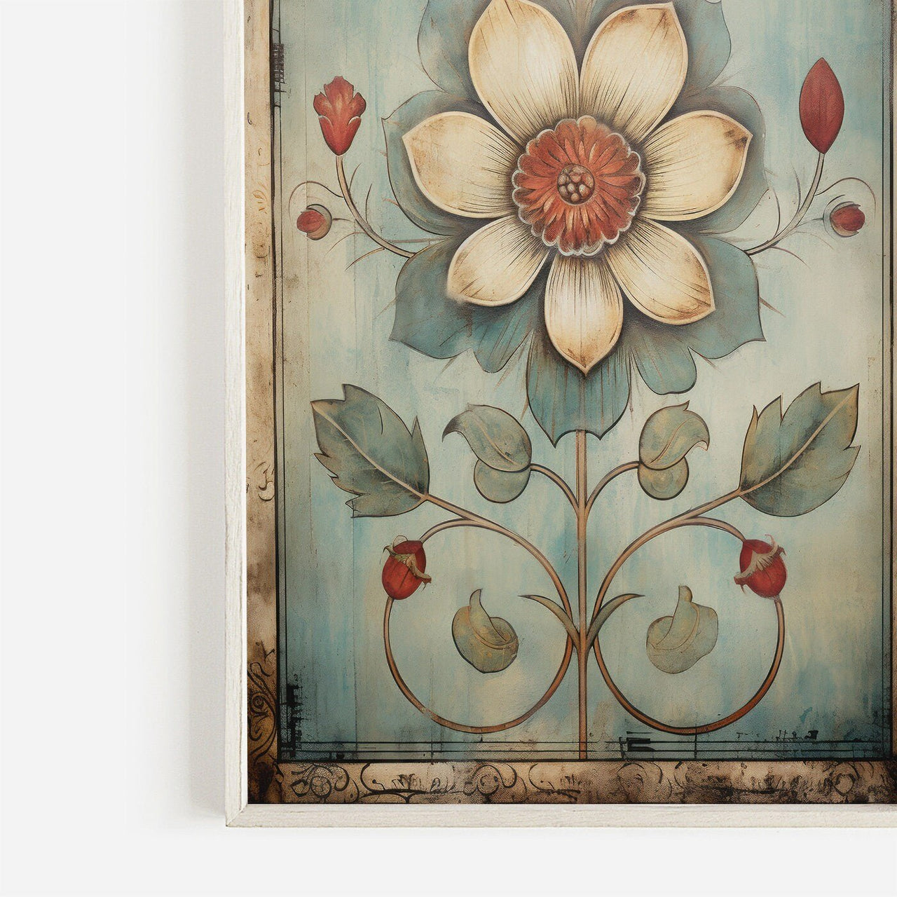 Ornamental Floral Wall Art – Botanical Bedroom Print