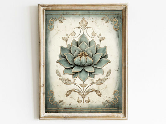 Ornamental Floral Wall Art, Rustic Flower Decor, Botanical Artwork - WildfieldPrints