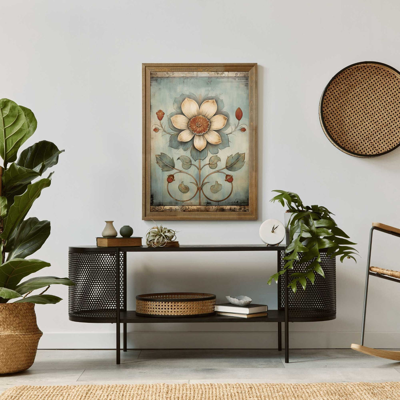 Ornamental Floral Wall Art – Botanical Bedroom Print