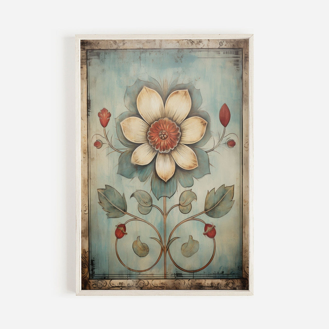 Ornamental Floral Wall Art – Botanical Bedroom Print