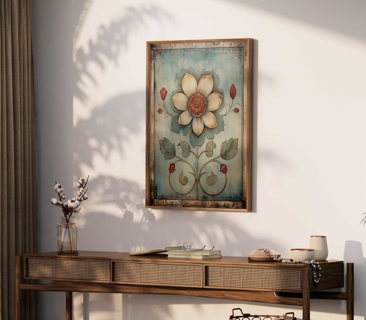 Ornamental Floral Wall Art – Botanical Bedroom Print