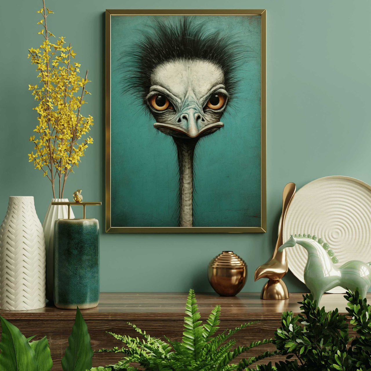 Ostrich Wall Art – Bird Living Room Print