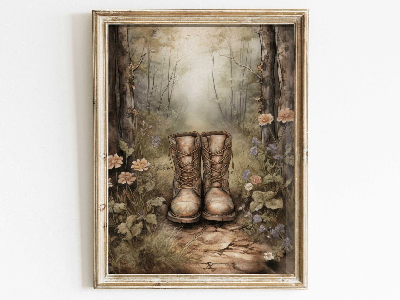 Hiking Boots Wall Art – Nature Living Room Print