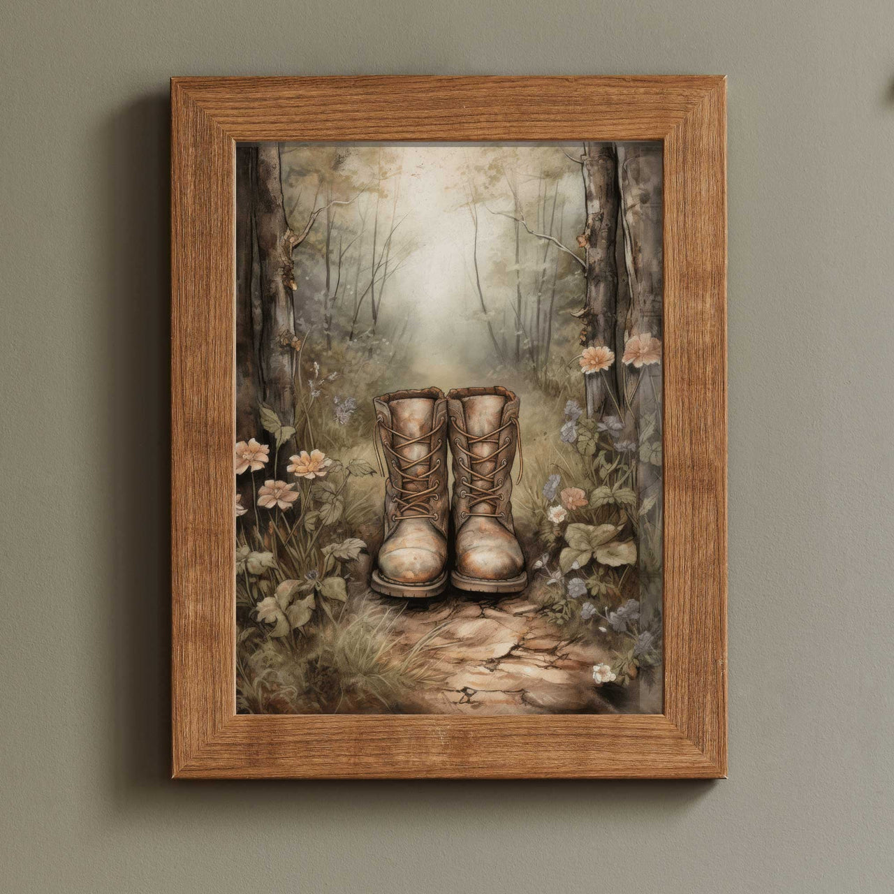 Hiking Boots Wall Art – Nature Living Room Print
