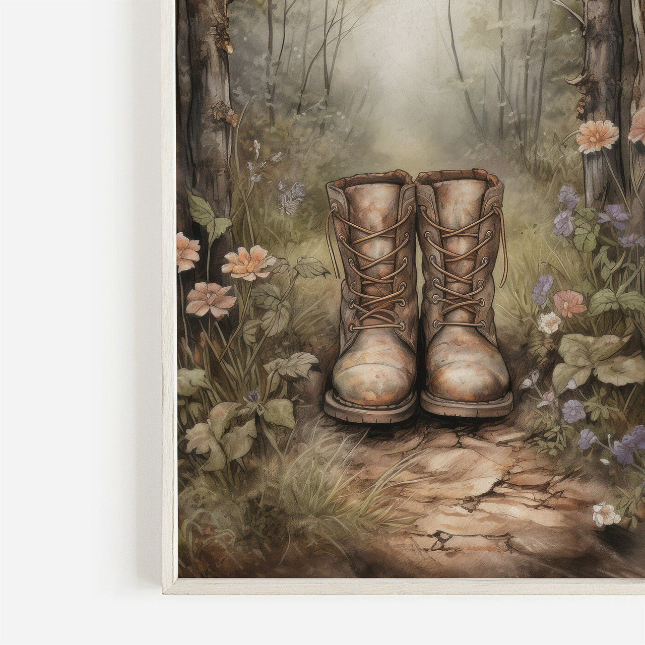 Hiking Boots Wall Art – Nature Living Room Print