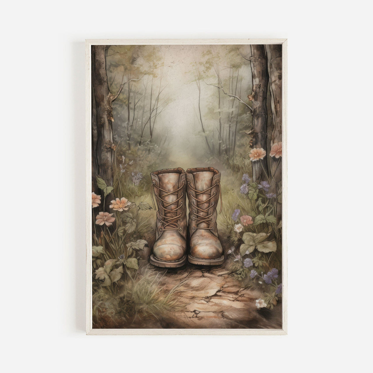 Hiking Boots Wall Art – Nature Living Room Print