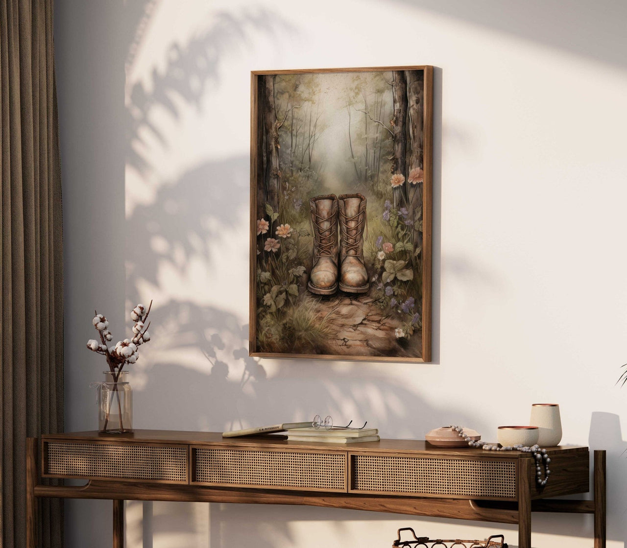 Hiking Boots Wall Art – Nature Living Room Print
