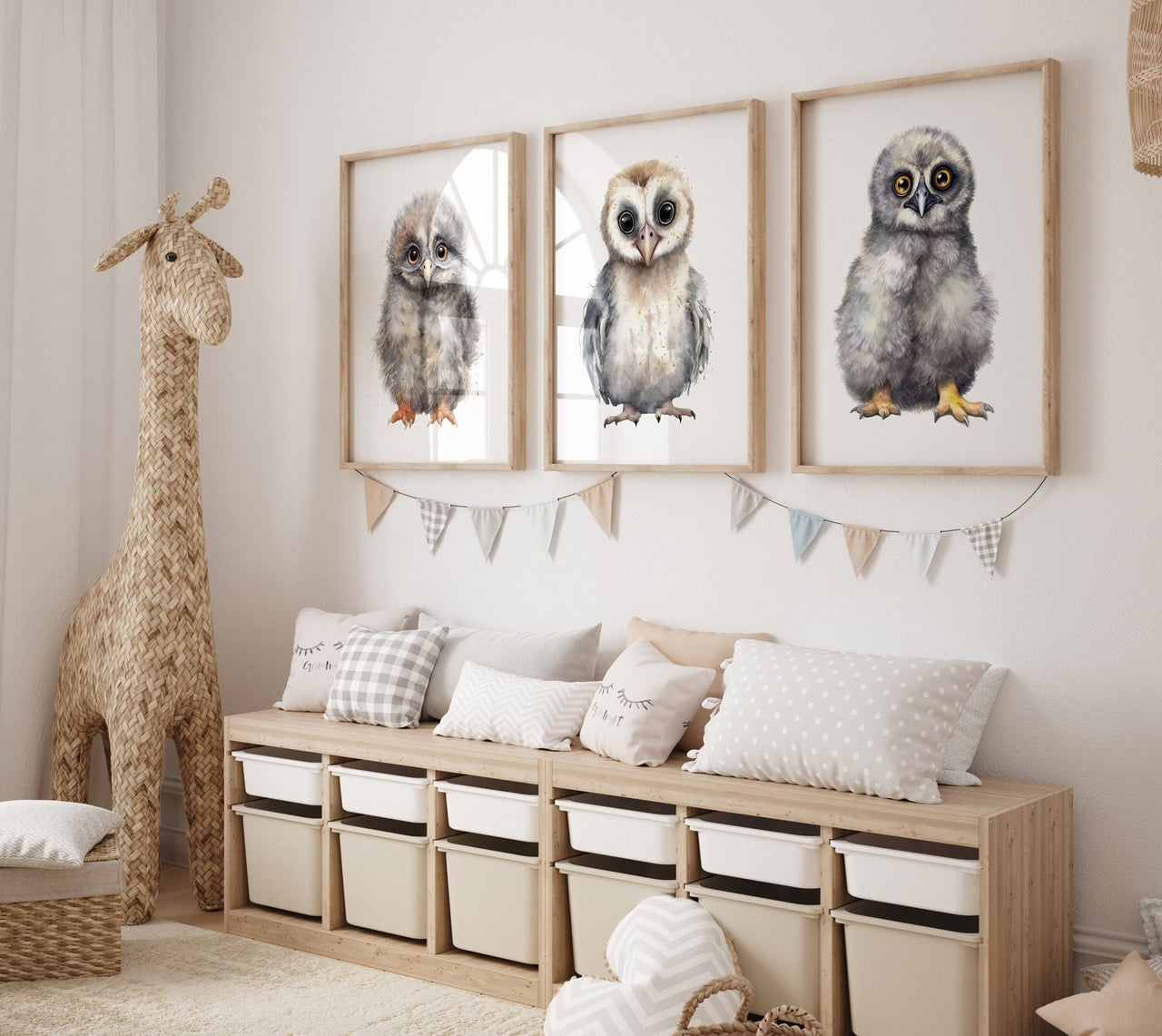 Owl Wall Art – Animal Nursery Print • Set of 3