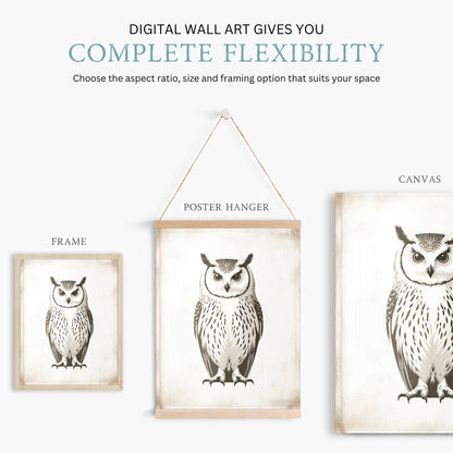 Owl Wall Art, Vintage Nursery Decor, Forest Animal Painting - WildfieldPrints