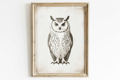 Owl Wall Art, Vintage Nursery Decor, Forest Animal Painting - WildfieldPrints