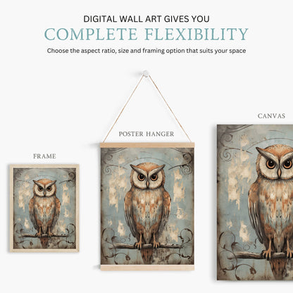 Owl Wall Art, Vintage Nursery Decor, Forest Animal Print - WildfieldPrints