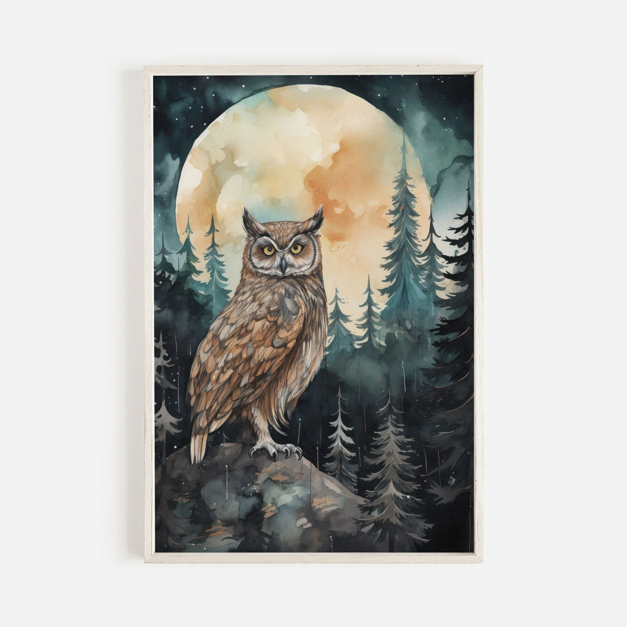 Owl Watercolor Wall Art – Nature Nursery Print