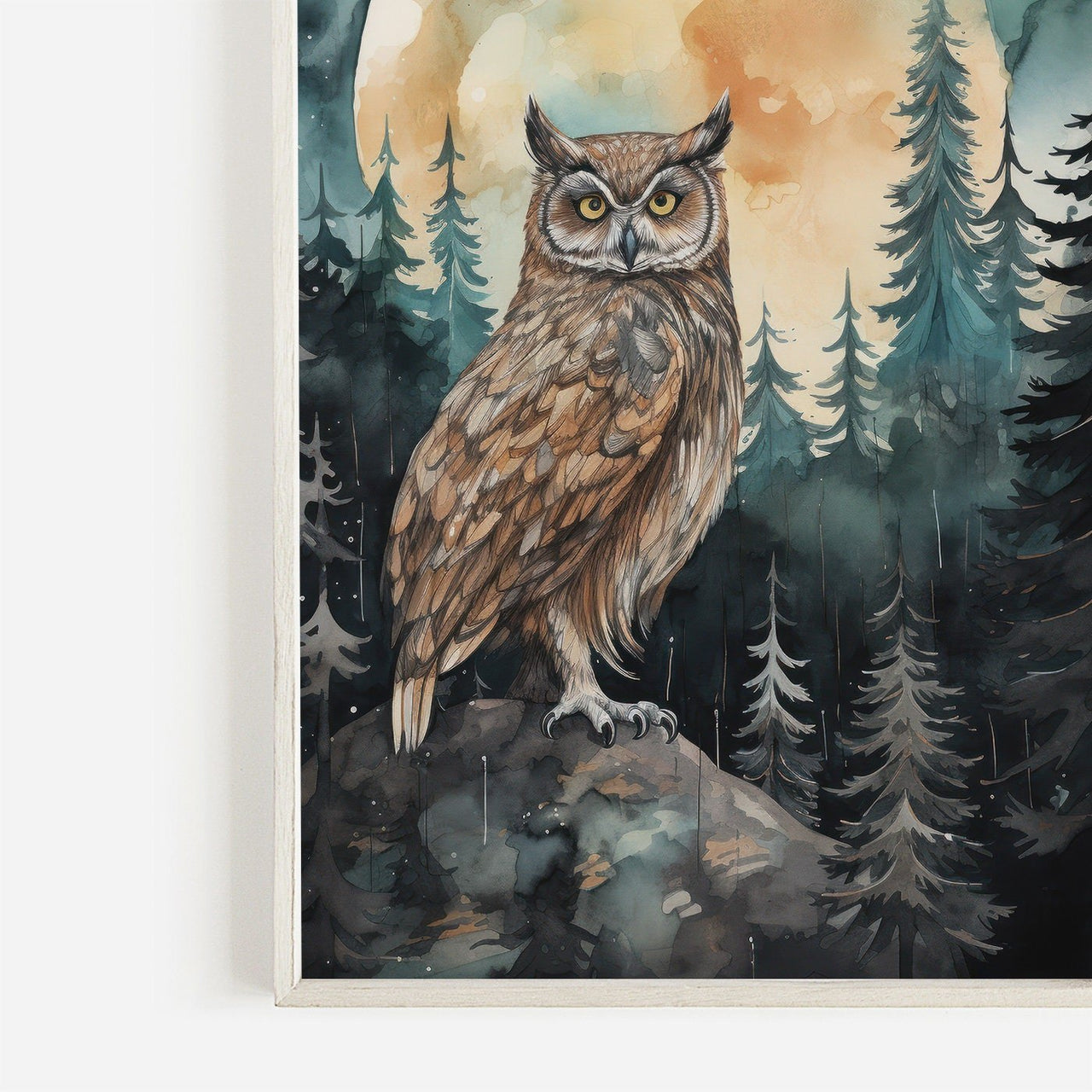 Owl Watercolor Wall Art – Nature Nursery Print