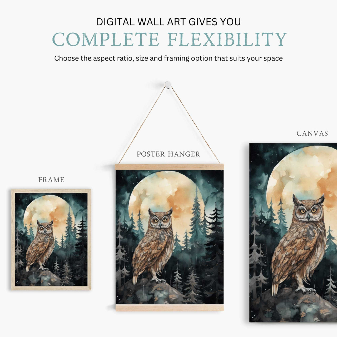 Owl Watercolor Wall Art – Nature Nursery Print