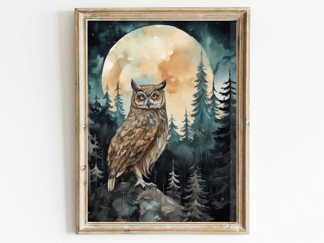 Owl Watercolor Wall Art – Nature Nursery Print