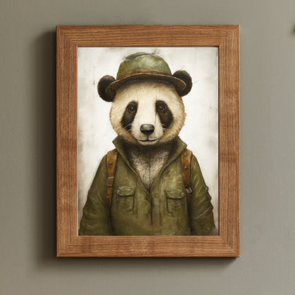 Panda Wall Art, Vintage Nursery Decor, Kids Room Animal Prints - WildfieldPrints