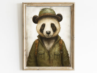 Panda Wall Art, Vintage Nursery Decor, Kids Room Animal Prints - WildfieldPrints