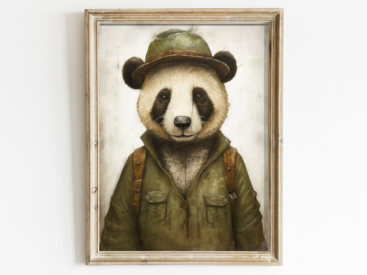 Panda Wall Art, Vintage Nursery Decor, Kids Room Animal Prints - WildfieldPrints