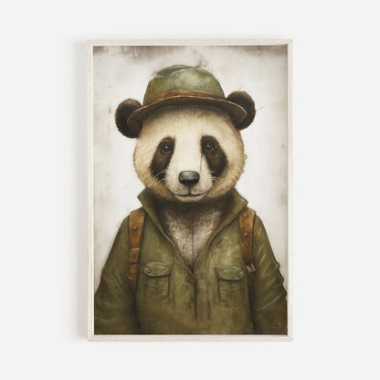 Panda Wall Art, Vintage Nursery Decor, Kids Room Animal Prints - WildfieldPrints