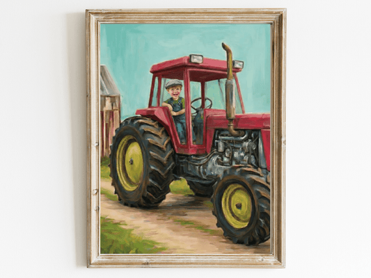 Personalized Tractor Print for Kids — Farm Themed Kids Room Wall Decor