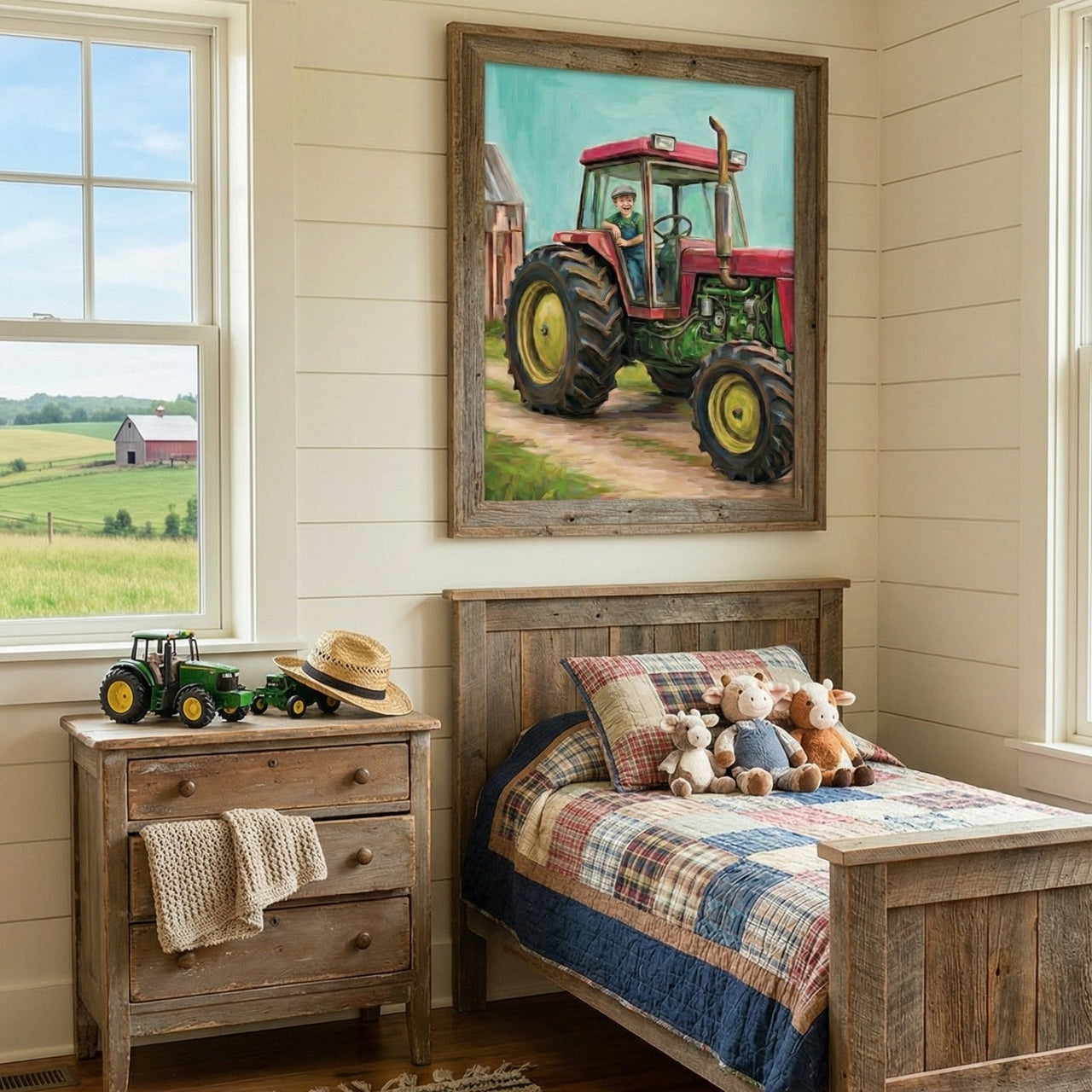 Personalized Tractor Print for Kids — Farm Themed Kids Room Wall Decor