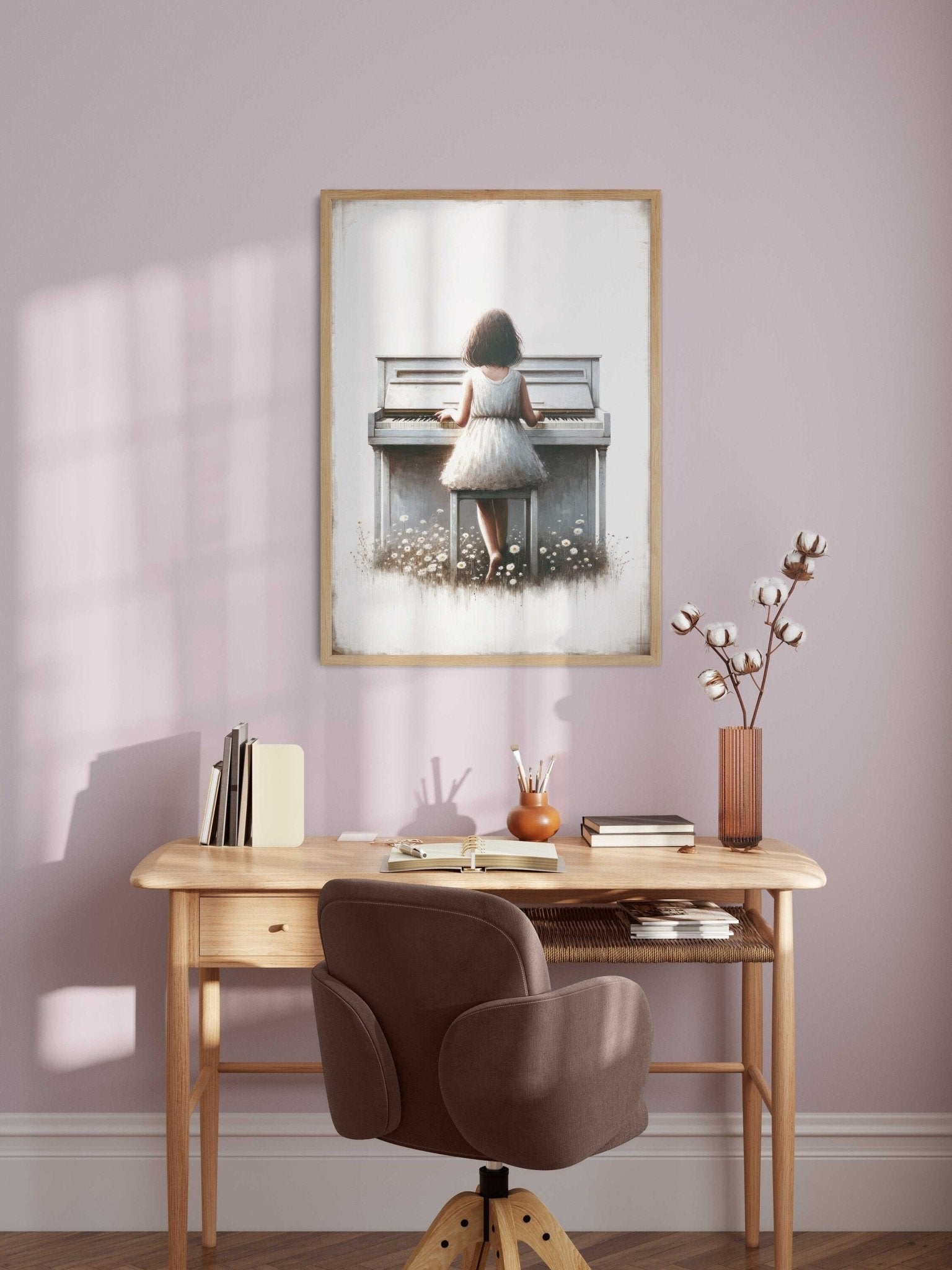 Piano Nursery Decor, Girl Playing Piano, Music Inspired Wall Art - WildfieldPrints