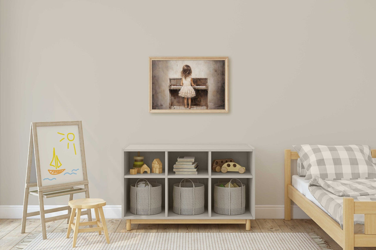 Piano Wall Art – Music Nursery Print for Girls