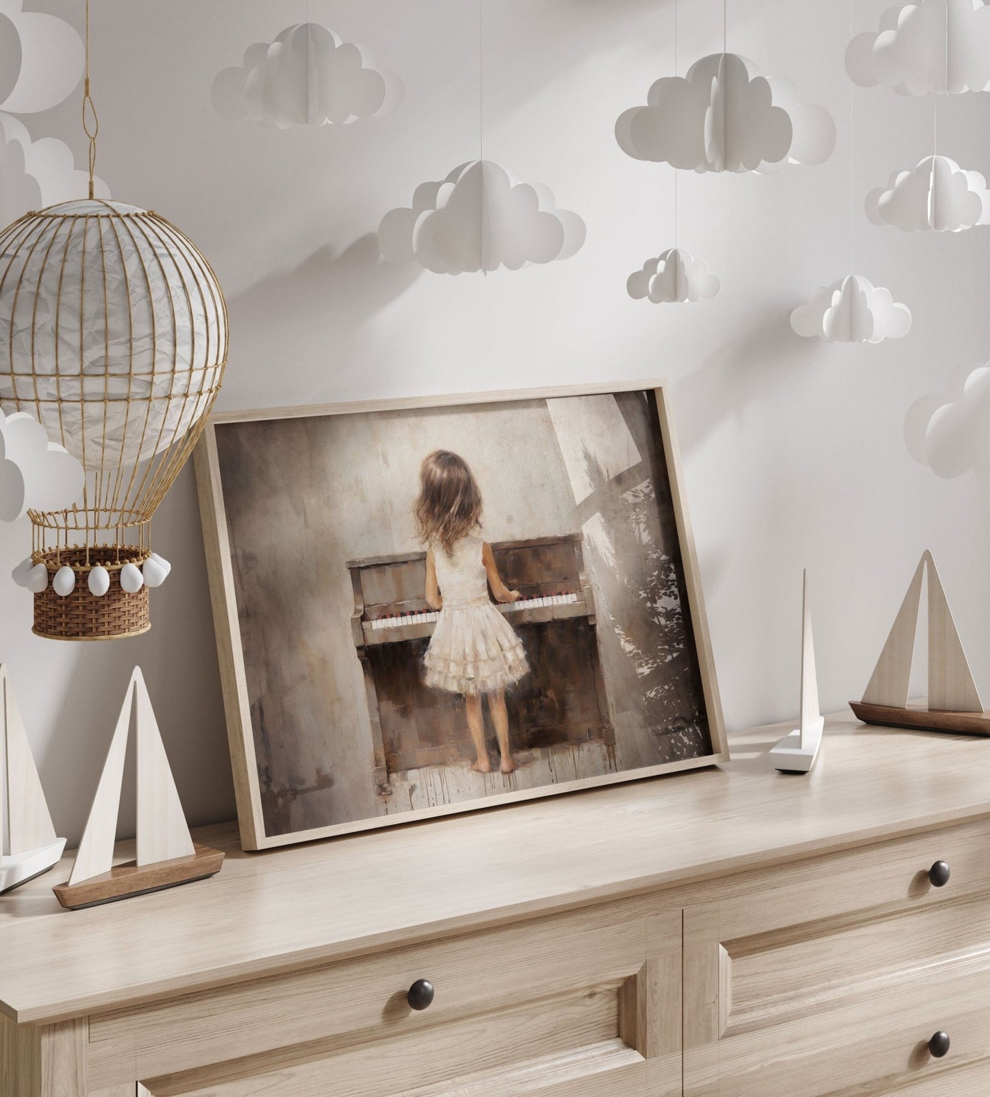 Piano Nursery Decor, Music Print for Girls, Vintage Wall Art - WildfieldPrints