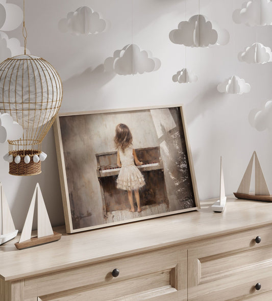 Piano Nursery Decor, Music Print for Girls, Vintage Wall Art - WildfieldPrints