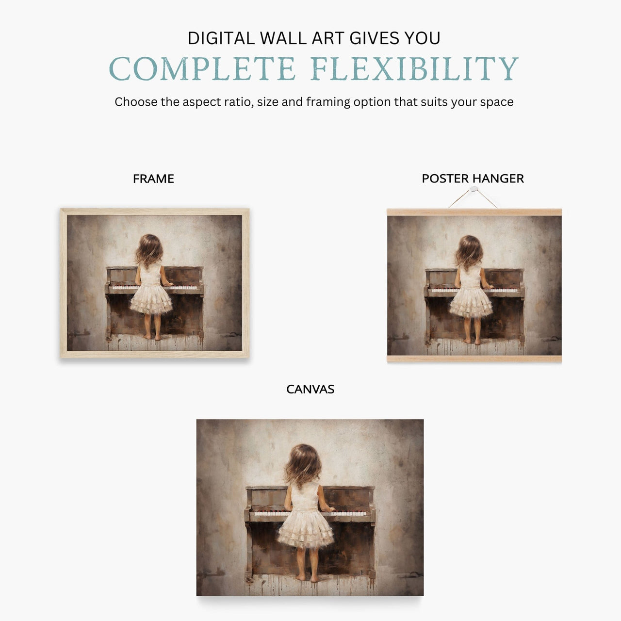 Piano Wall Art – Music Nursery Print for Girls