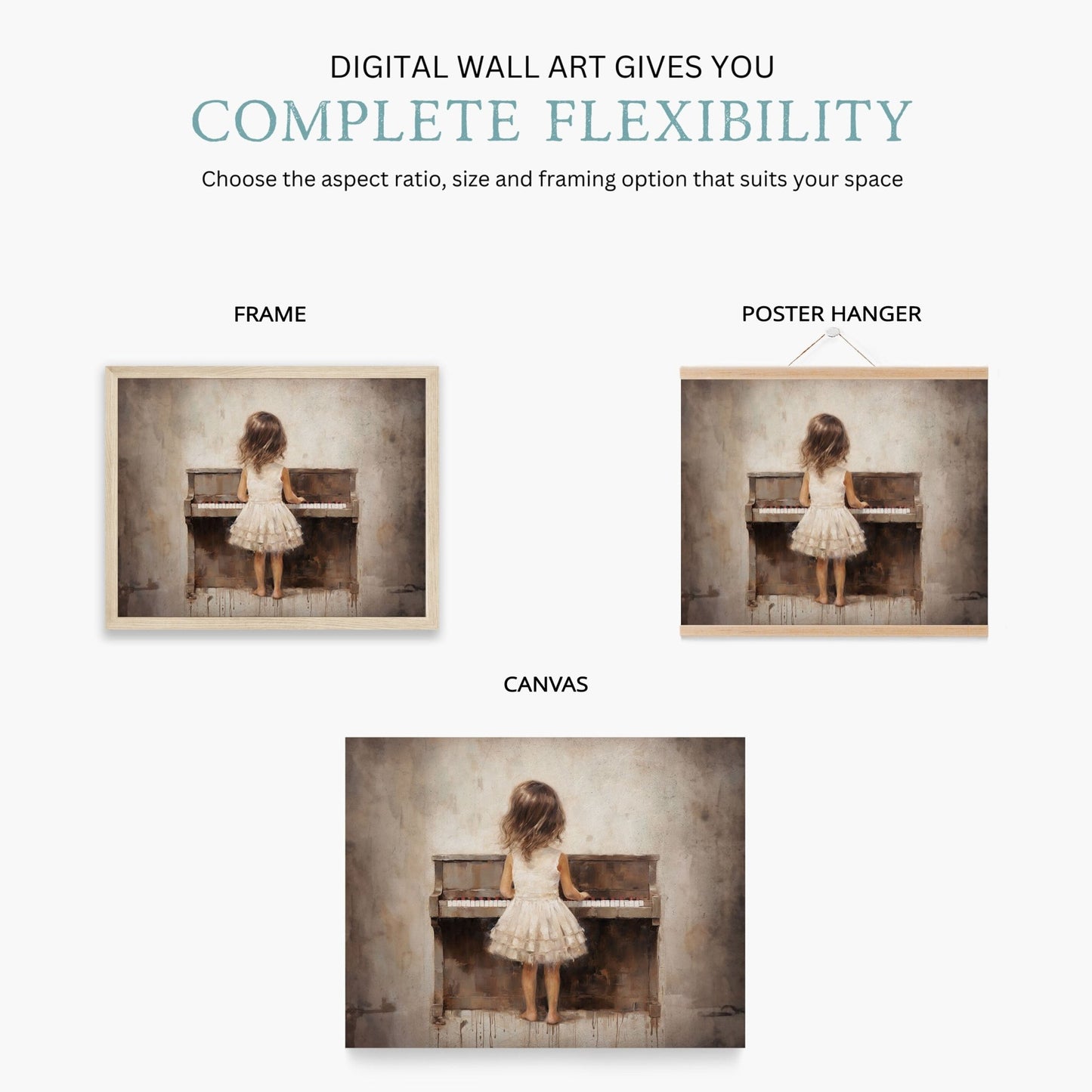 Piano Nursery Decor, Music Print for Girls, Vintage Wall Art - WildfieldPrints