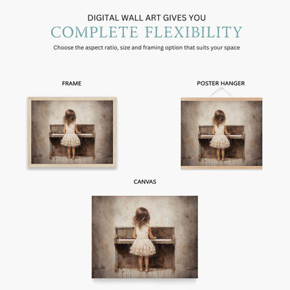 Piano Nursery Decor, Music Print for Girls, Vintage Wall Art - WildfieldPrints